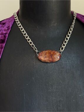 Red ocean Jasper crystal necklace pendant layering jewelry southern goth boho